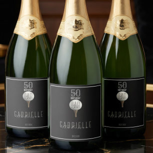 Golf 50 Birthday Golfer Milestone Elegant Party Sparkling Wine Label