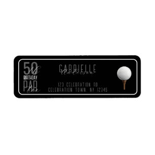 Golf 50th Birthday Black Elegant Par-Tee Address