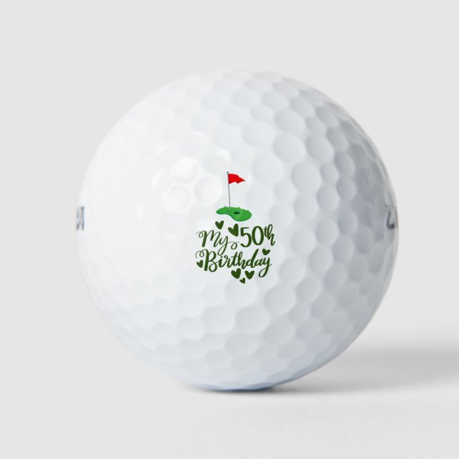 Golf 50th Birthday  for golfer Balls (Front)