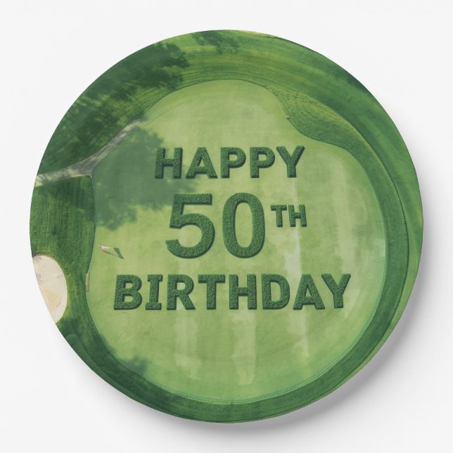 Golf 50th Birthday for golfer  Paper Plate (Front)