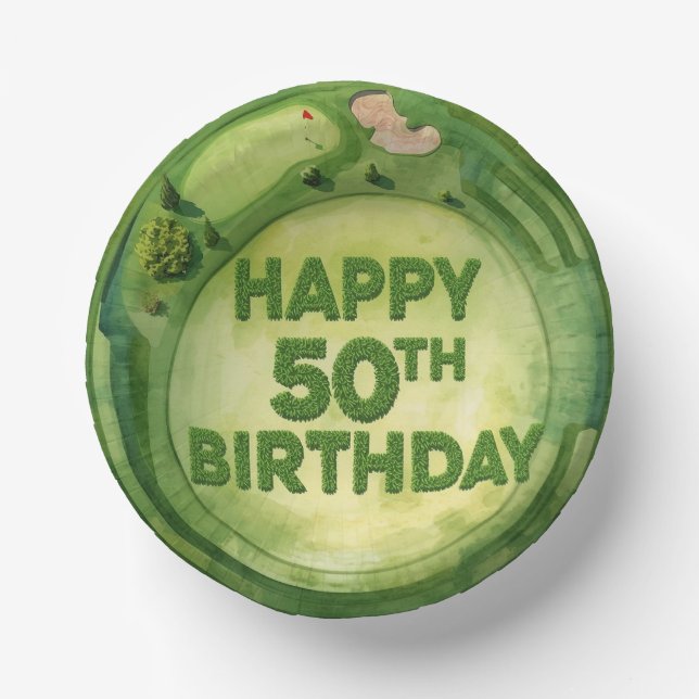 Golf 50th Birthday for golfer  Paper Plate (Front)