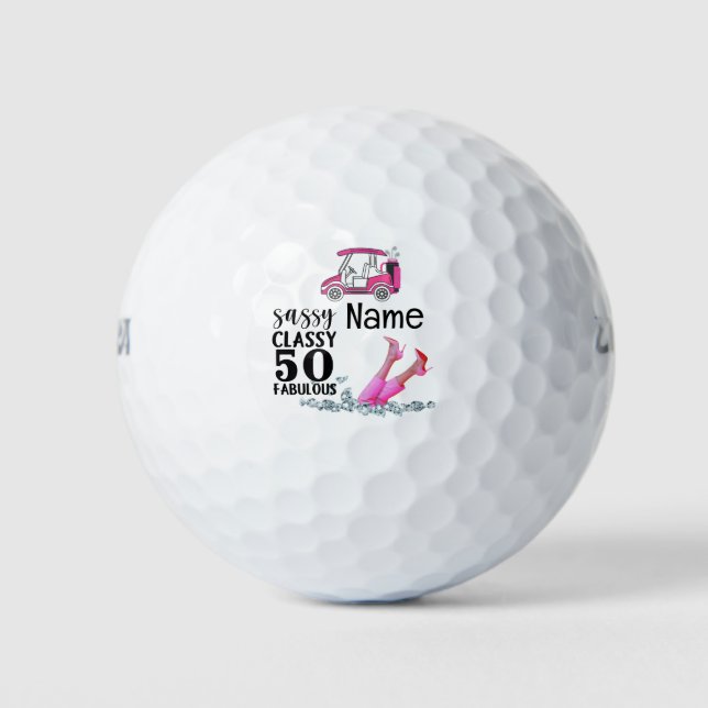 Golf 50th Birthday for woman golfer Golf Balls (Front)