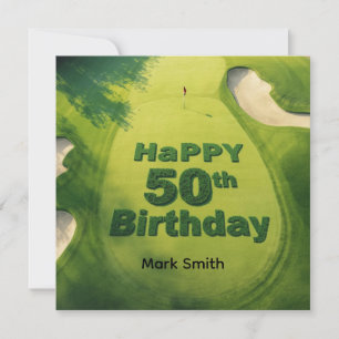 Golf 50th birthday on golf course card