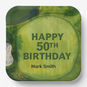 Golf  50th birthday on golf course  paper plate