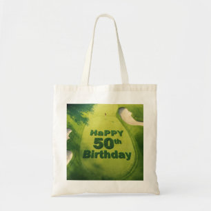 Golf  50th birthday on golf course  tote bag