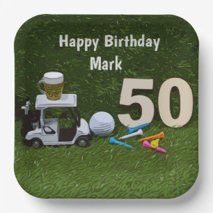 Golf 50th Birthday to golfer Paper Plate