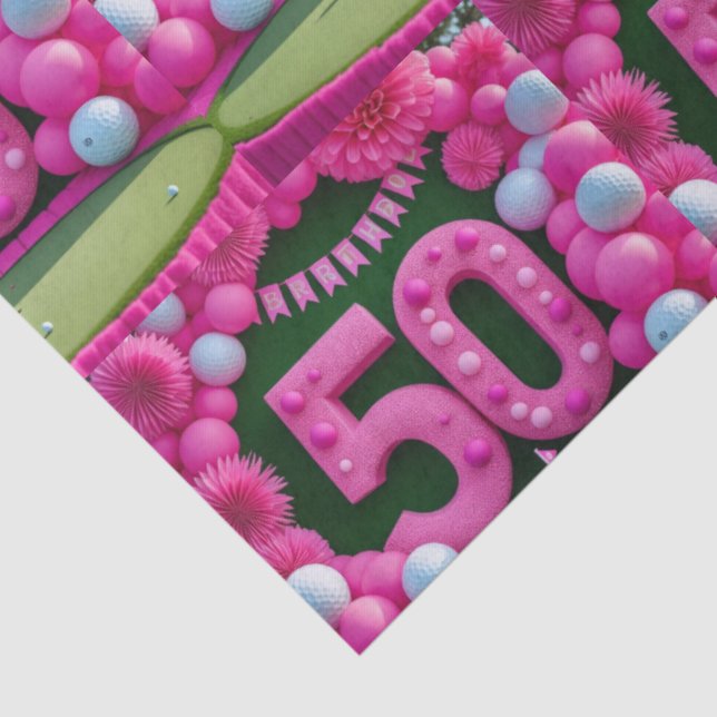 Golf 50th Birthday with Number for Golfer Tissue Paper (Detail)