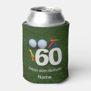 Golf 60th Birthday Golfer with golf ball and tees Can Cooler