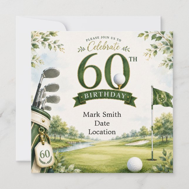 Golf  60th Birthday  Invitation (Front)