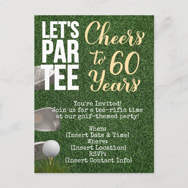 Golf 60th Birthday Party for Golfer  Postcard (Front)