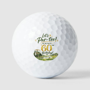 Golf 60th Birthday with golf cart on green Balls