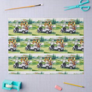 Golf 60th birthday with golf cart on putting green tissue paper