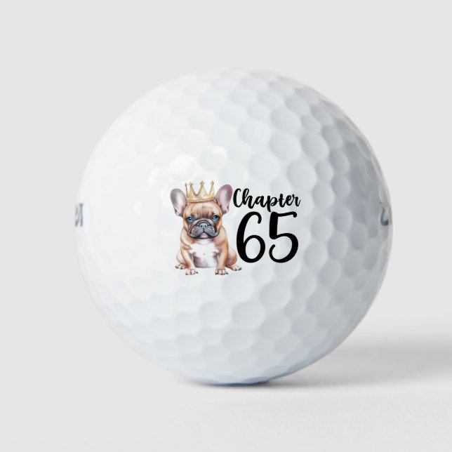 Golf 65th Birthday Celebration with French Bulldog Golf Balls (Front)