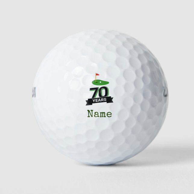 Golf 70th Birthday for golfer with golf flag Golf Balls (Front)