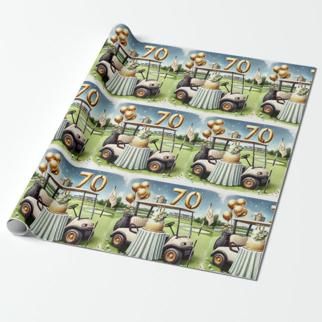 Golf 70th Birthday for Golfer  Wrapping Paper (Unrolled)