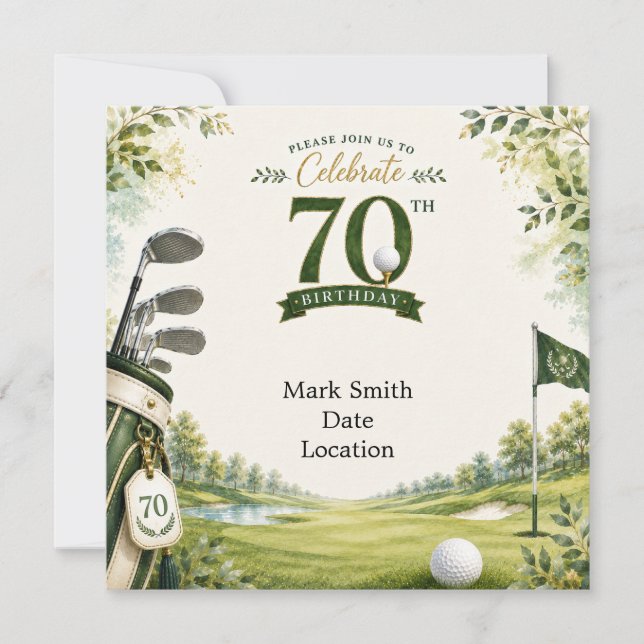 Golf  70th Birthday  Invitation (Front)
