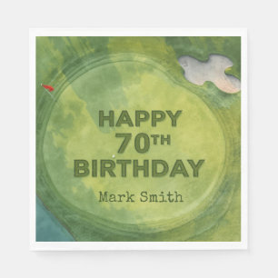 Golf 70th Birthday on Putting green for golfer Napkin