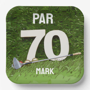 Golf 70th Birthday Par seventy for golfer Paper Plate