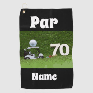Golf 70th Birthday Par seventy Golf cart and ball Golf Towel