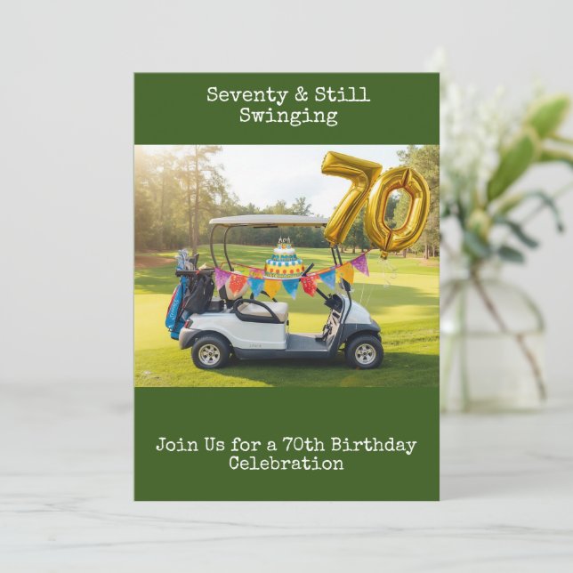 Golf 70th birthday Par Tee Golfer party Invitation (Standing Front)