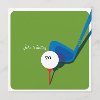 Golf 70th Birthday Party Invitation - Swinging