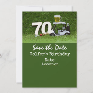 Golf 70th Birthday Party with golf ball tee  Invitation