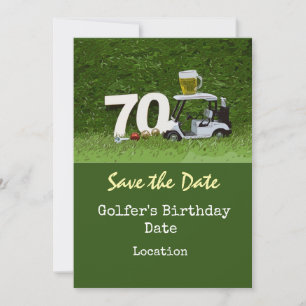 Golf 70th Birthday Party with golf ball tee  Invitation