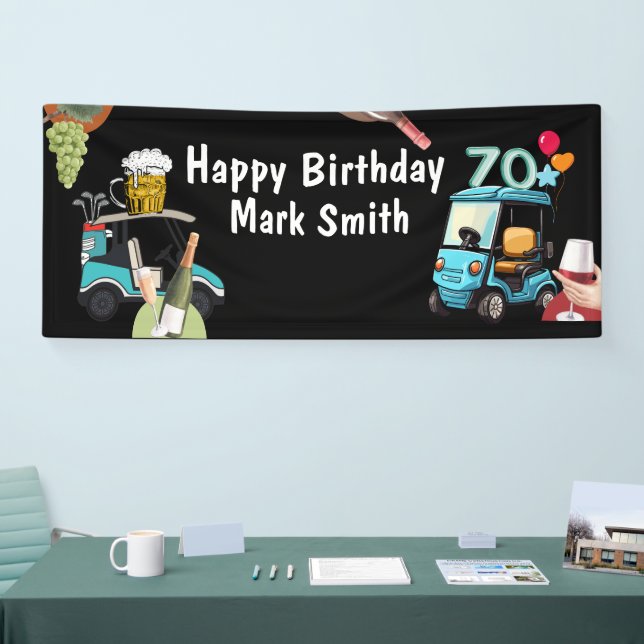 Golf 70th Birthday to Golfer with Golf Cart funny  Banner (Tradeshow)