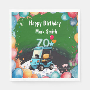 Golf 70th Birthday to Golfer with Golf Cart funny  Napkin