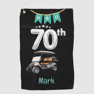 Golf 70th Birthday with golf cart Towel