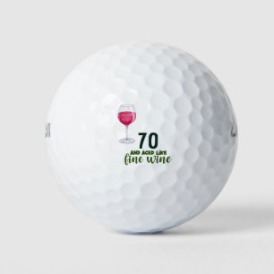 Golf 70th Birthday with wine for golfer Balls