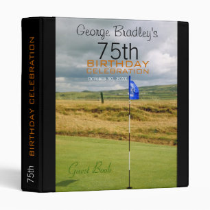 Golf 75th Birthday Celebration Guest Book Classeur