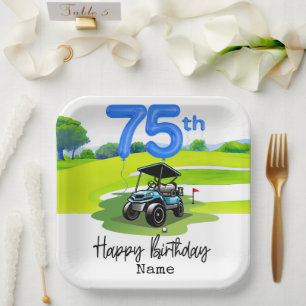 Golf 75th Birthday to Golfer Paper Plate