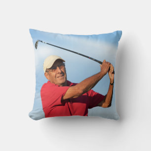 Golf 80th Birthday Anniversary with your own photo Throw Pillow