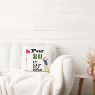 Golf 80th Birthday eat sleep golf repeat Throw Pillow
