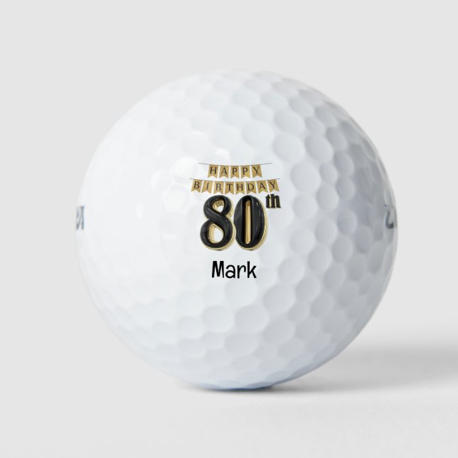 Golf 80th Birthday for Golfer  Balls (Front)