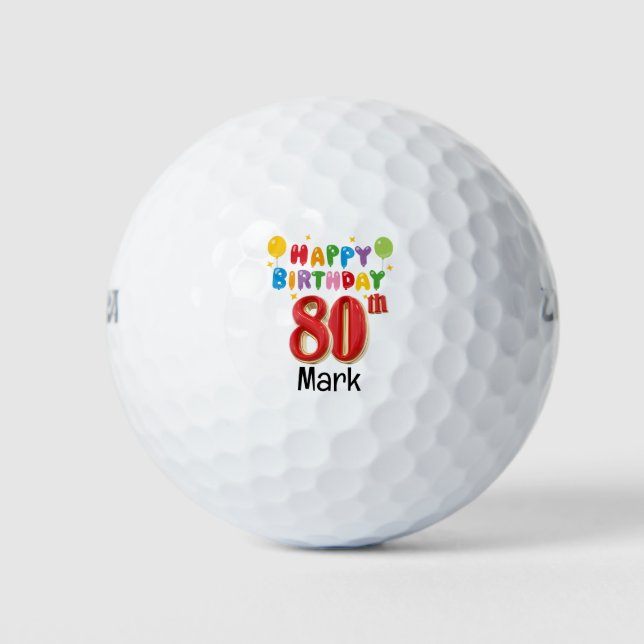 Golf 80th Birthday for Golfer  Balls (Front)