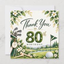 Golf 80th Birthday Green Watercolor Golf Course