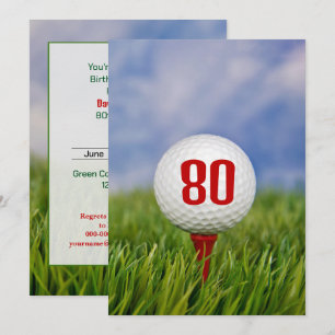 Golf 80th Birthday Party Invitation