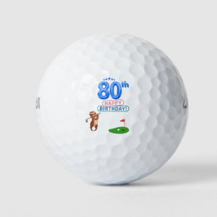 Golf 80th Birthday Sloth golfer at Flag Balls