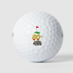 Golf 80th Birthday to You with Golf Flag  Balls