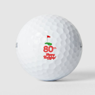 Golf 80th Birthday  to You with Golf Flag  Balls