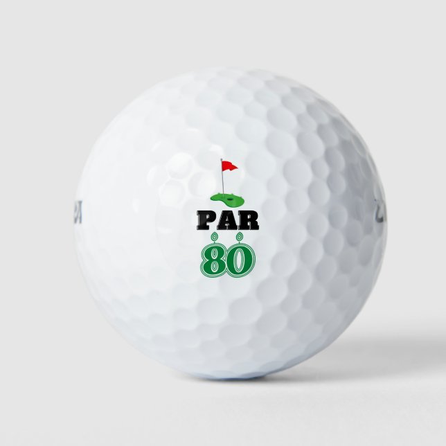 Golf 80th Birthday to You with Golf Flag  Golf Balls (Front)