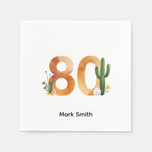 Golf 80th Birthday with golf ball  Arizona golfer Napkin (Front)