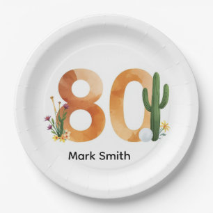 Golf 80th Birthday with golf ball  Arizona golfer Paper Plate