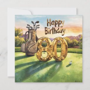 Golf 80th Birthday with golf ball for golfer Card