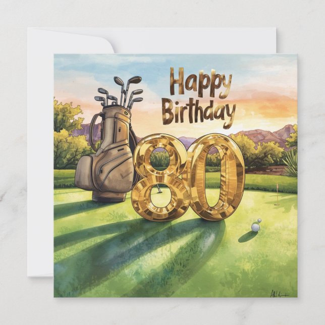 Golf 80th Birthday with golf ball for golfer Card (Front)