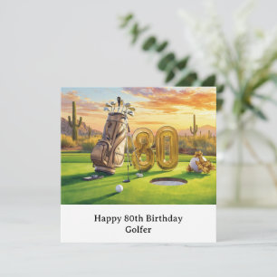 Golf 80th Birthday with golf ball for golfer Card