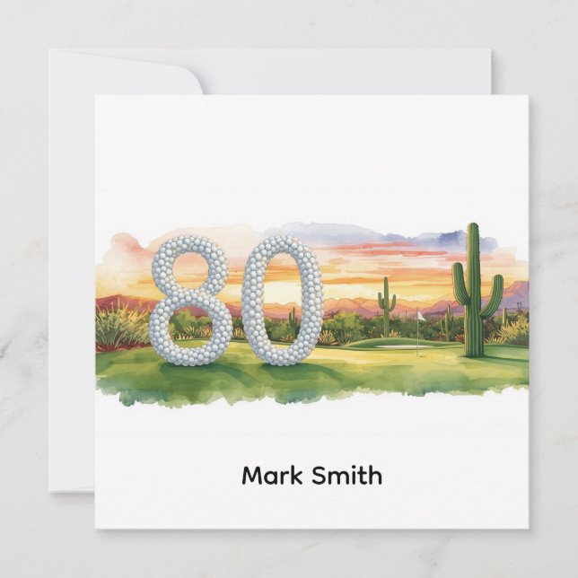 Golf 80th Birthday with golf ball for golfer Card (Front)