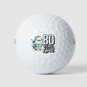 Golf 80th year eighty birthday animal golfer balls